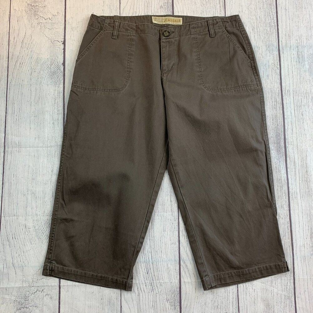 Cabela's Casuals Capri Pants sz L 12 Khaki 100% Cotton Inseam 21.5"